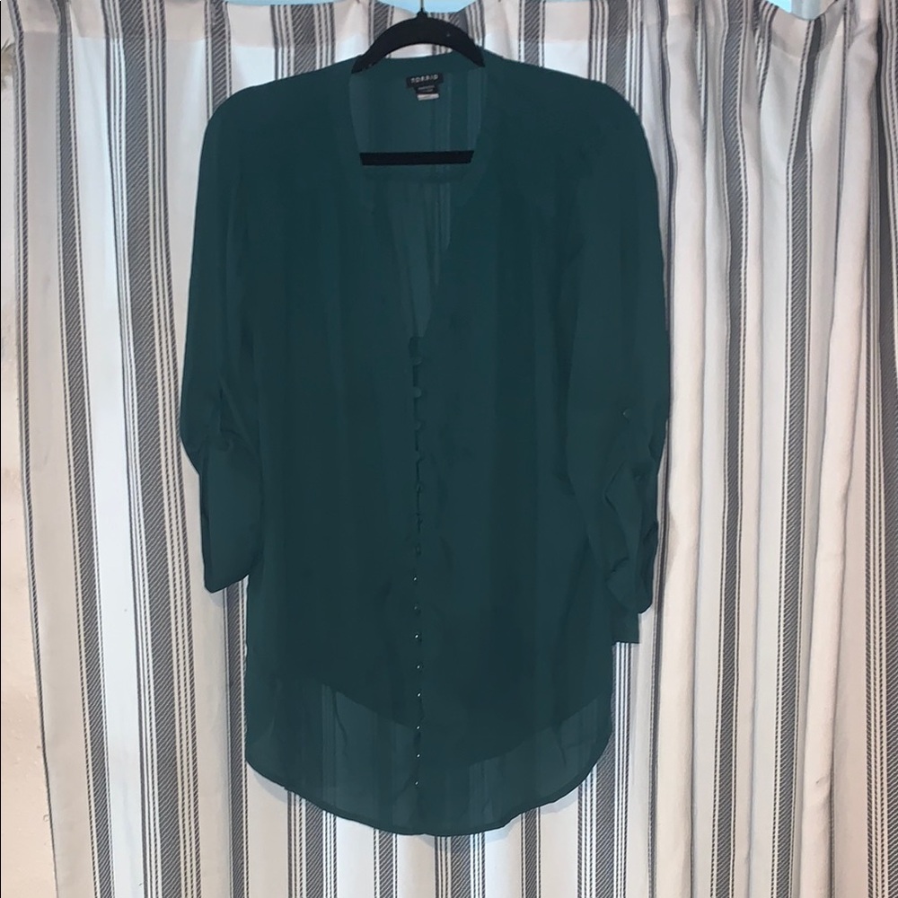 Women's Green Button-Up Blouse